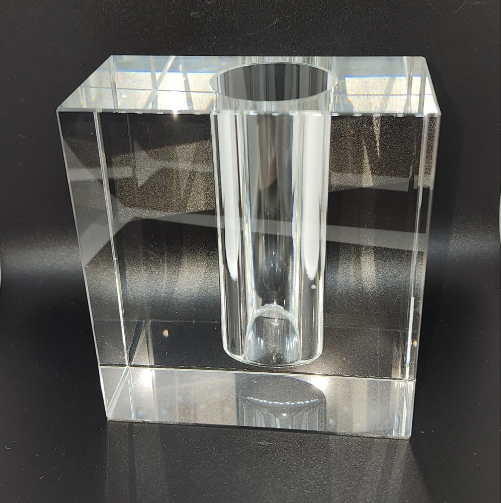 TIZO Mid Century Modern Style Lead Crystal Bud Vase Block - Picture 2 of 4